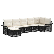 Tuinbankenset poly rattan 7 personen zwart
