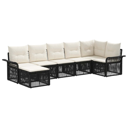 Tuinbankenset 7 pcs Zwart poly rattan