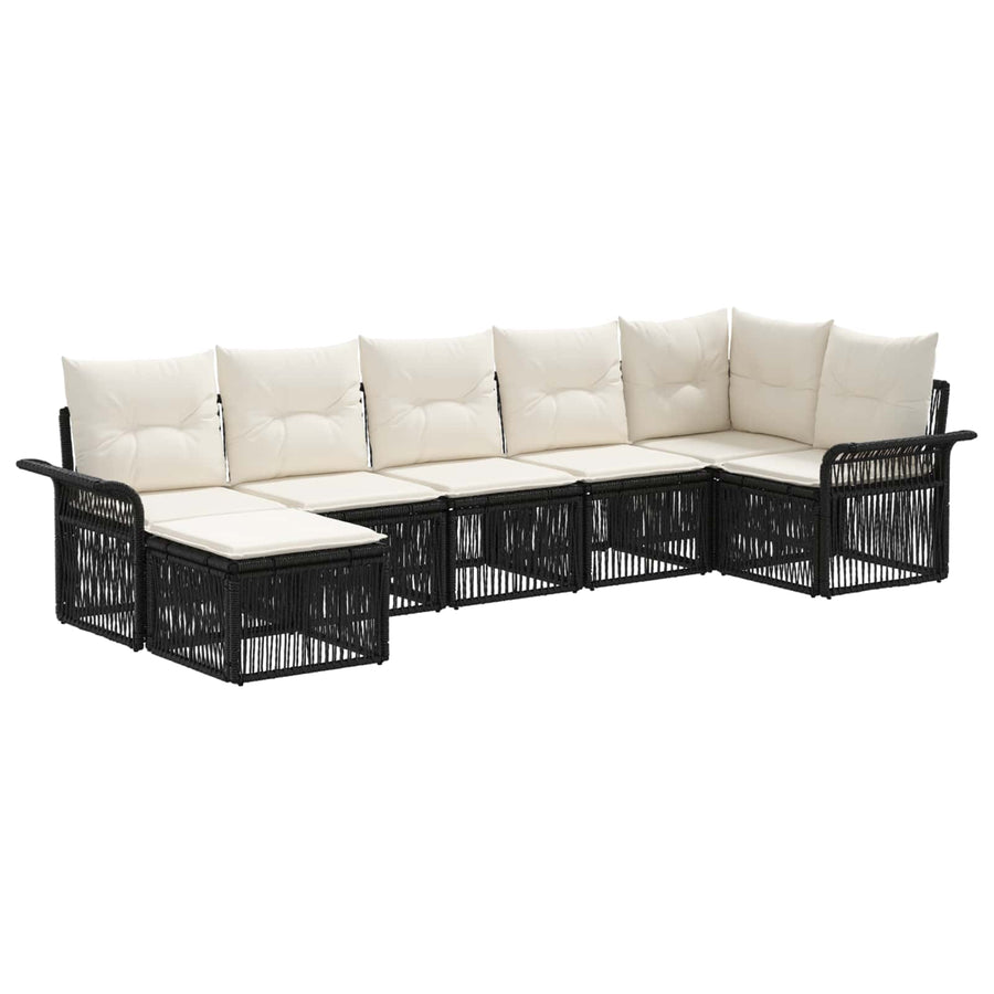 Tuinbankenset 7 pcs Zwart poly rattan