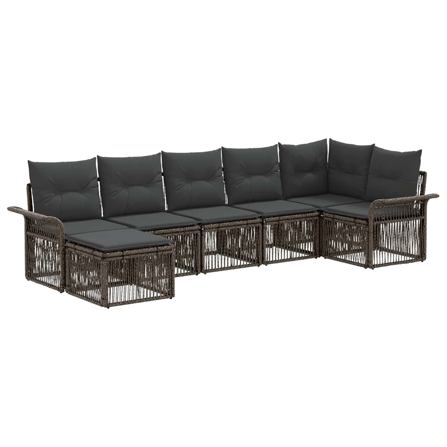 Tuinbankenset 7 pcs Grijs poly rattan