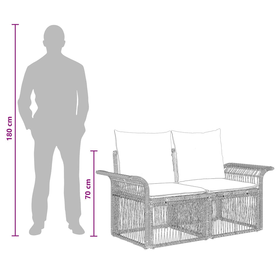 Tuinbankenset 7 pcs Grijs poly rattan