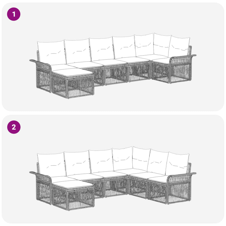 Tuinbankenset 7 pcs Grijs poly rattan