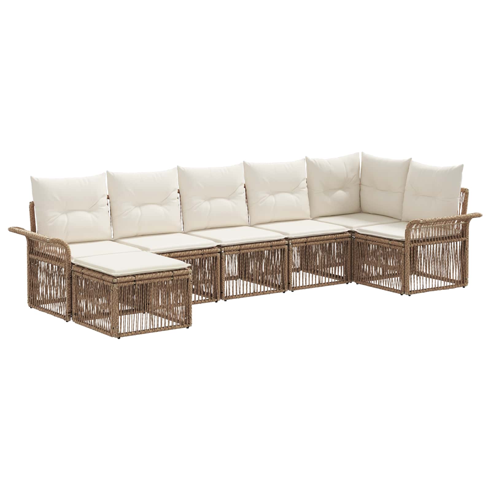 Tuinbankenset 7 pcs Beige poly rattan