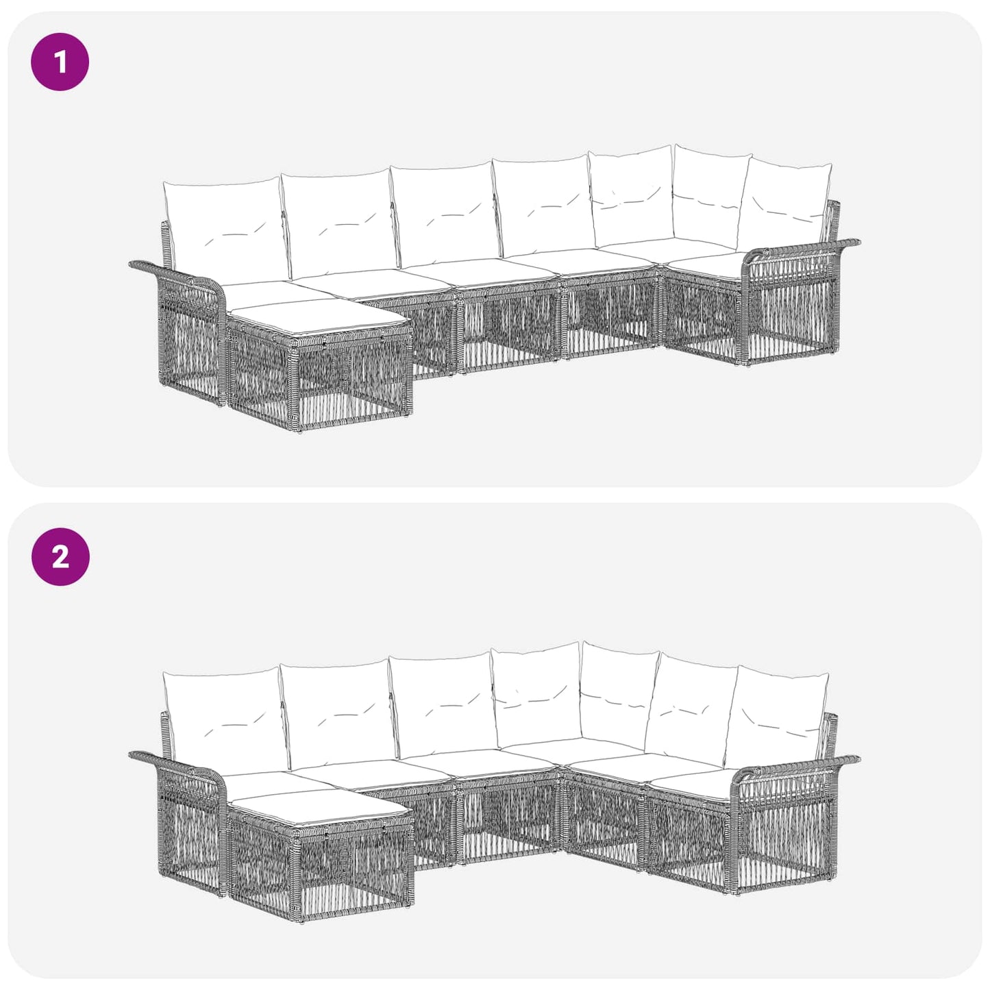 Tuinbankenset 7 pcs Beige poly rattan