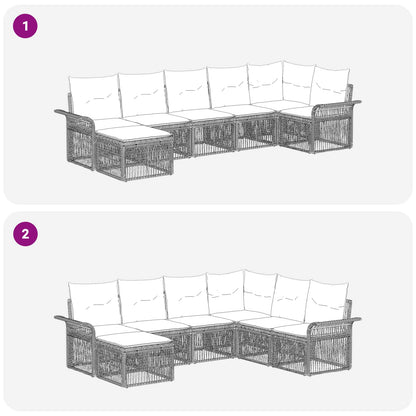 Tuinbankenset 7 pcs Beige poly rattan