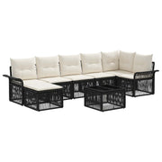 Tuinbankenset poly rattan zwart 7 zitplaatsen