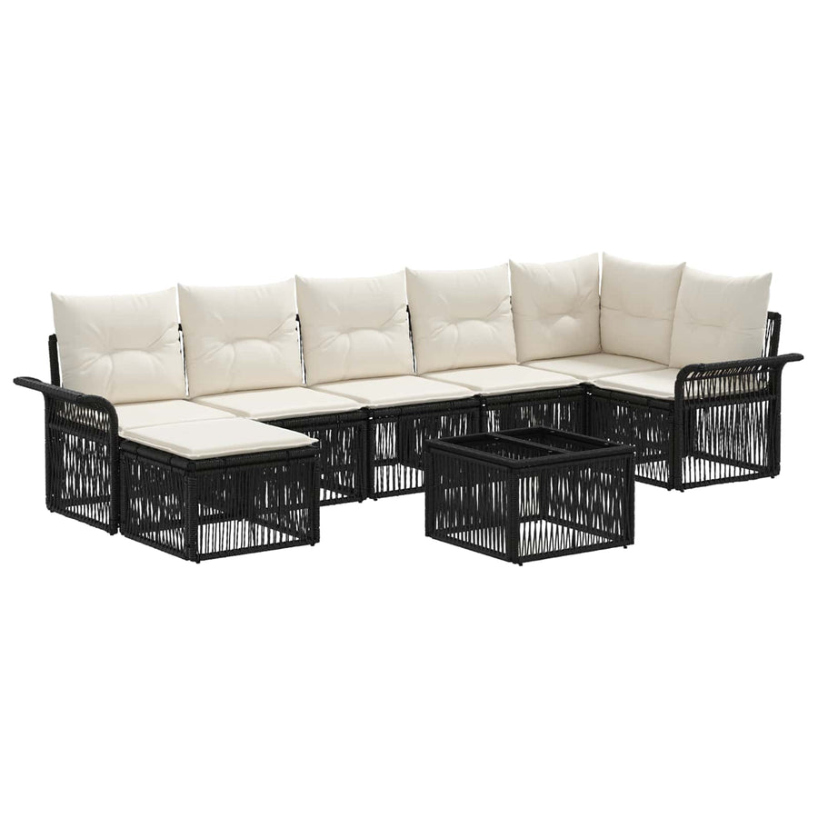 Tuinbankenset 8 pcs Zwart poly rattan