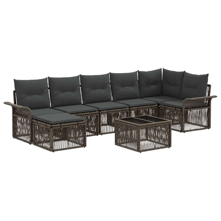 Tuinbankenset 8 pcs Grijs poly rattan