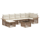 Garden bench set 8 pcs Beige poly rattan