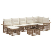 Tuinbankenset poly rattan beige 7 personen