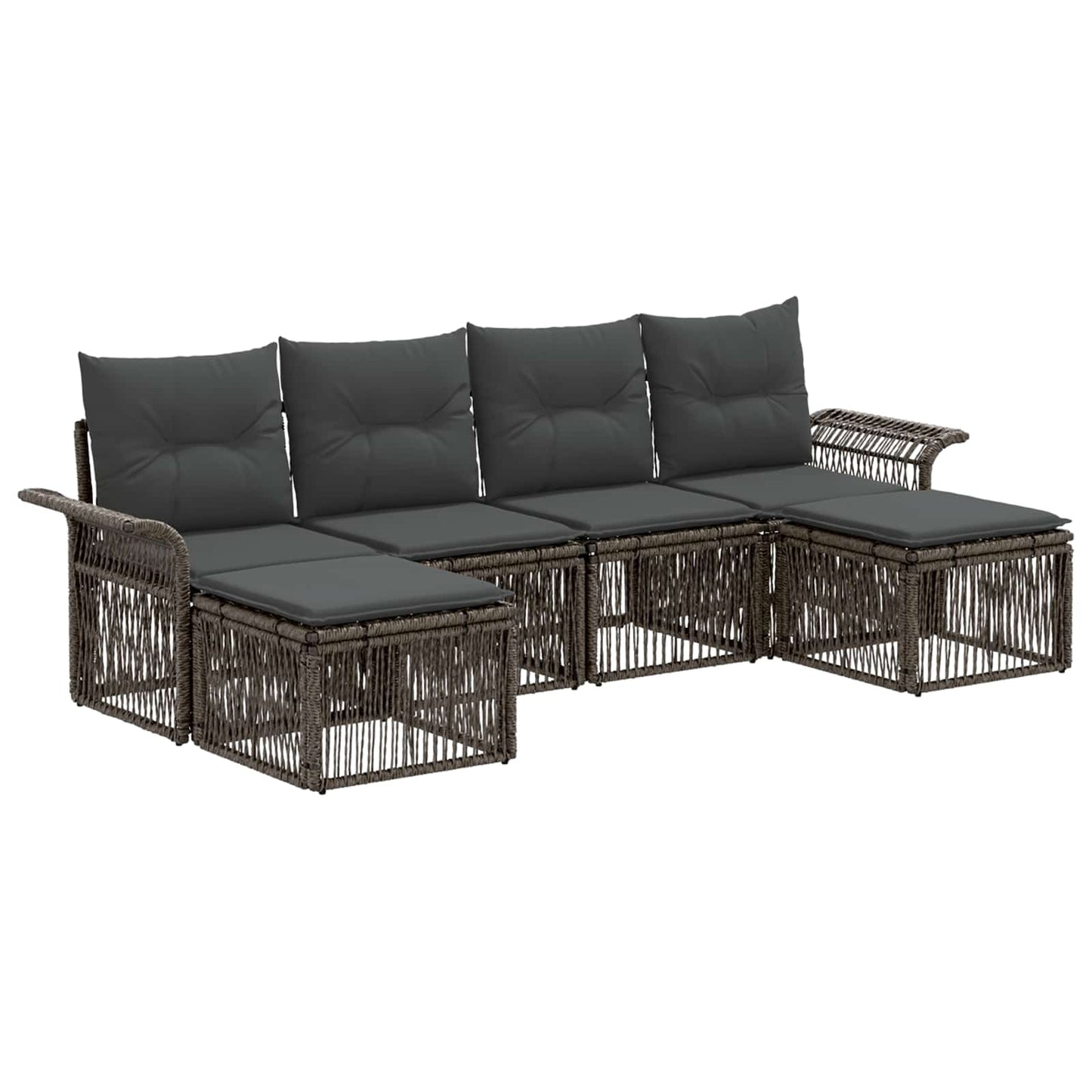 Tuinbankenset 6 pcs Grijs poly rattan