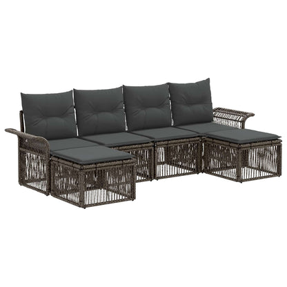 Tuinbankenset 6 pcs Grijs poly rattan