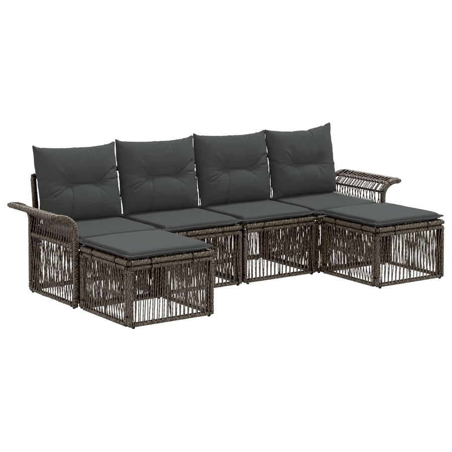 Tuinbankenset 6 pcs Grijs poly rattan