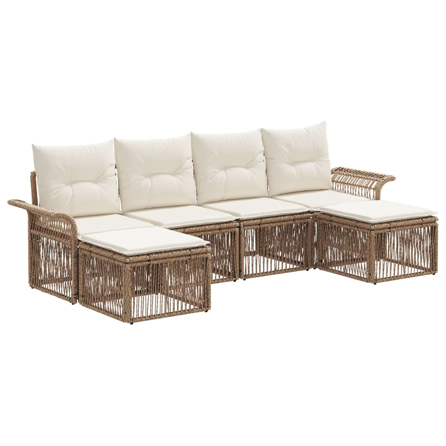 Tuinbankenset 6 pcs Beige poly rattan