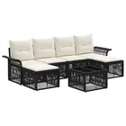 Garden Bench Set 7 pcs Black poly rattan