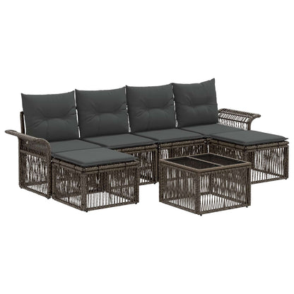 Tuinbankenset 7 pcs Grijs poly rattan