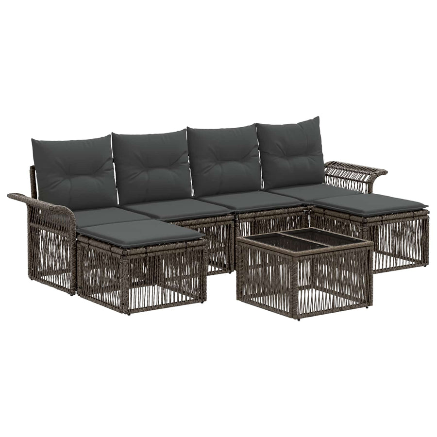Tuinbankenset 7 pcs Grijs poly rattan