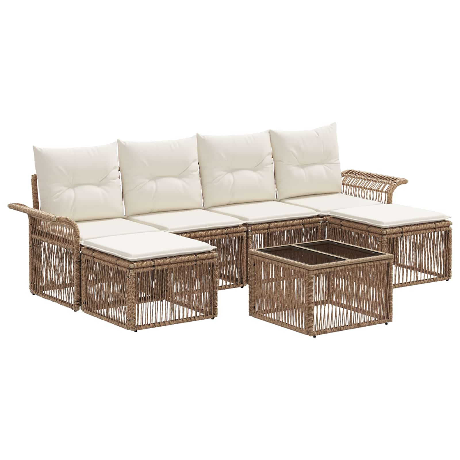 Tuinbankenset 7 pcs Beige poly rattan