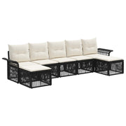 Tuinbankenset poly rattan zwart 7-delig