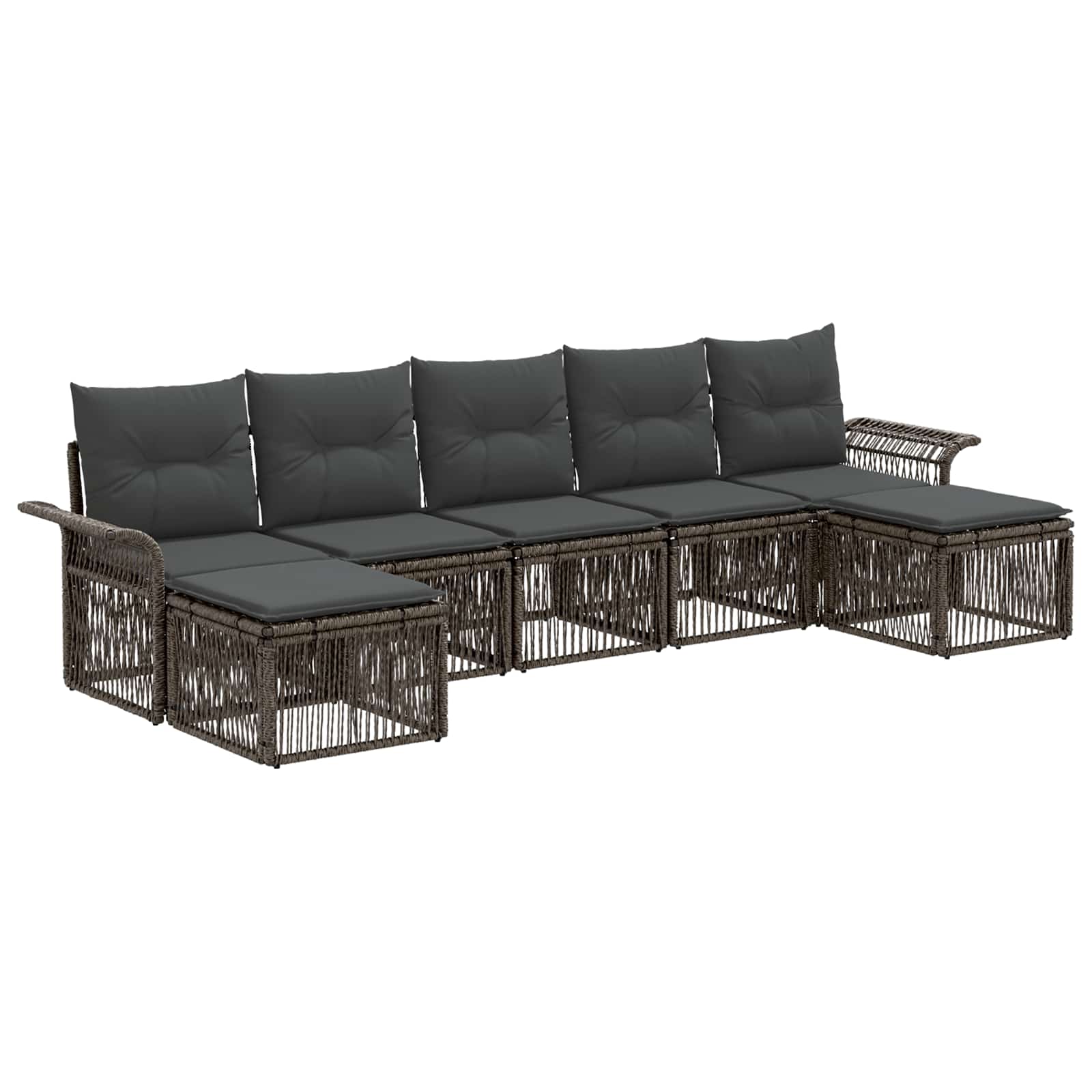 Tuinbankenset 7 pcs Grijs poly rattan