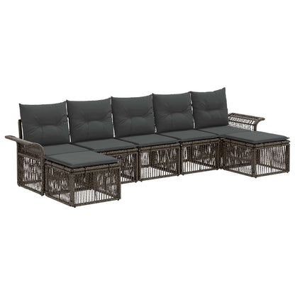 Tuinbankenset 7 pcs Grijs poly rattan