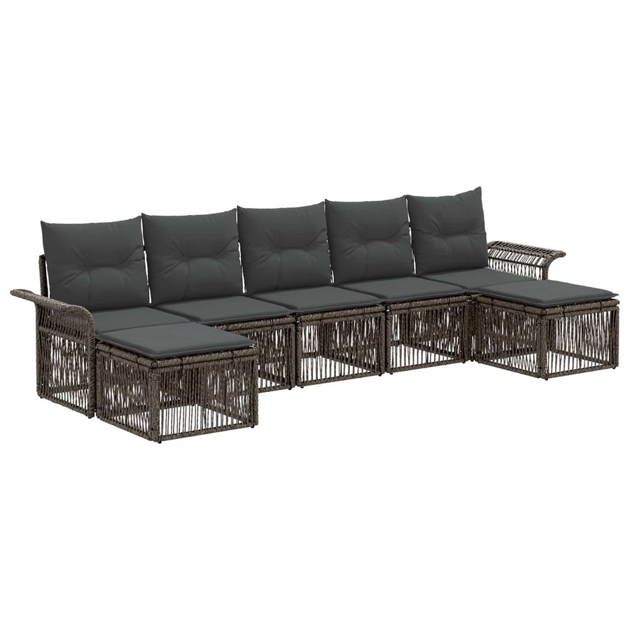 Tuinbankenset 7 pcs Grijs poly rattan