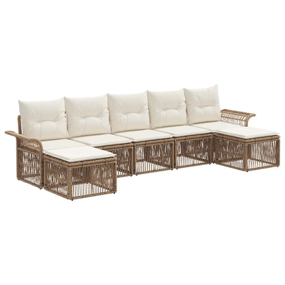 Tuinbankenset 7 pcs Beige poly rattan