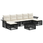Garden sofa set 8 pcs Black poly rattan