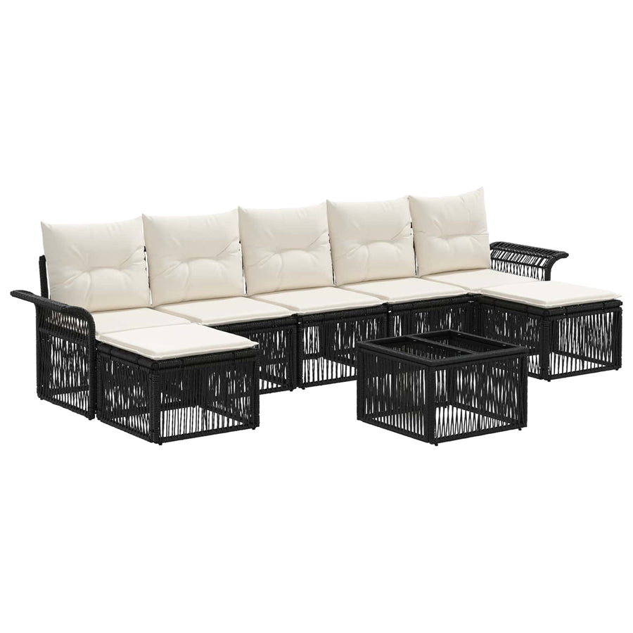 Tuinbankenset 8 pcs Zwart poly rattan