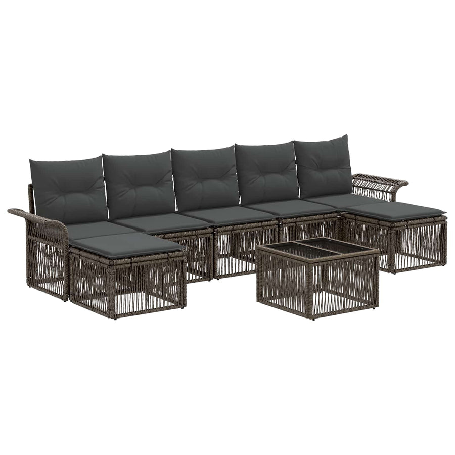 Tuinbankenset 8 pcs Grijs poly rattan