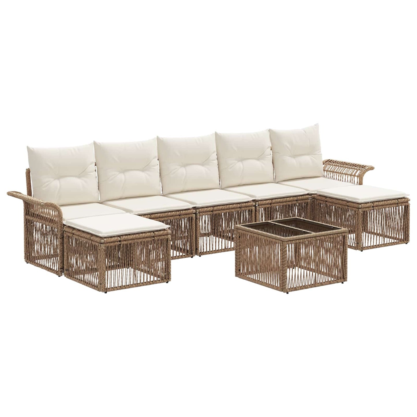 Tuinbankenset 8 pcs Beige poly rattan