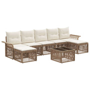 Tuinbankenset poly rattan beige 7 zitplaatsen