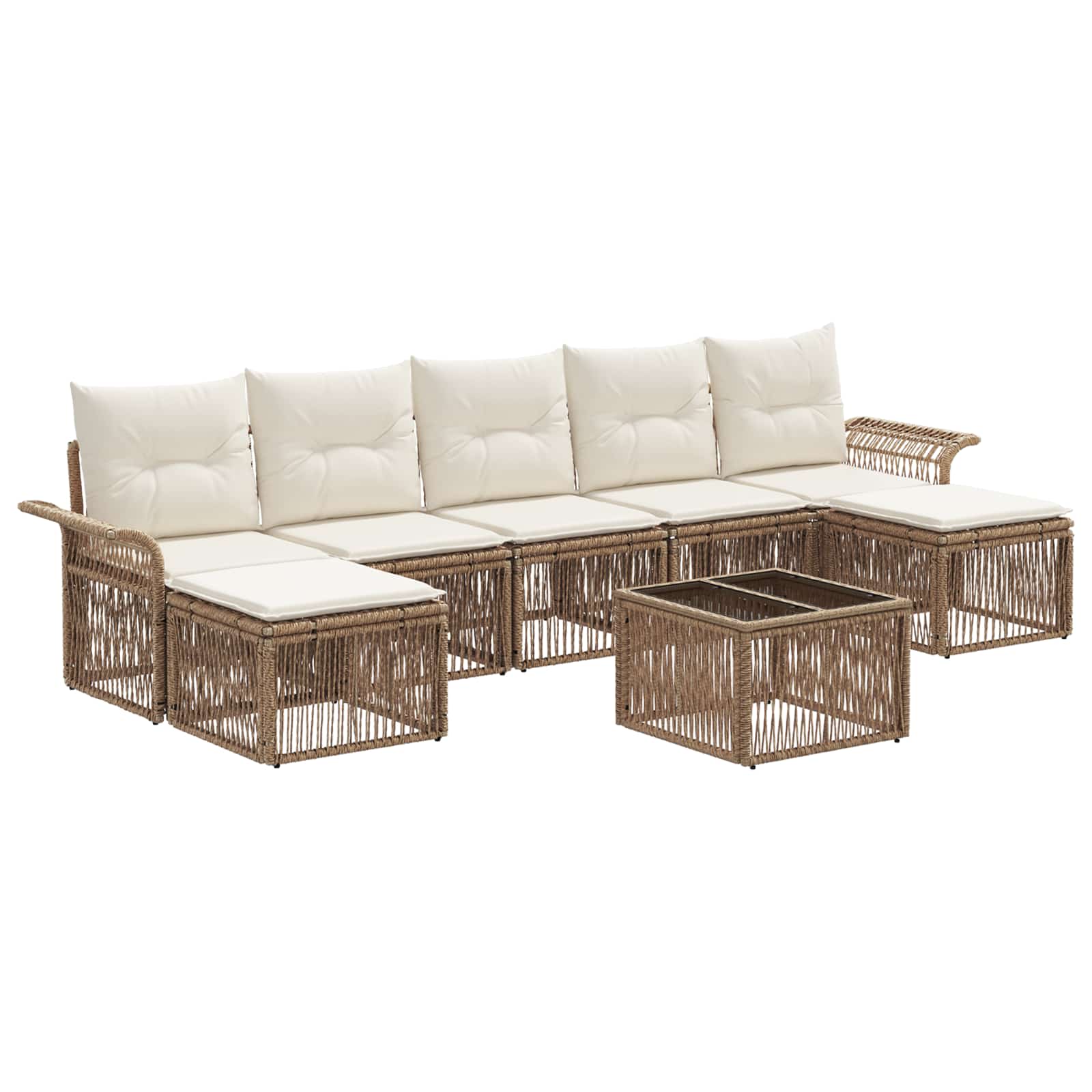 Tuinbankenset 8 pcs Beige poly rattan