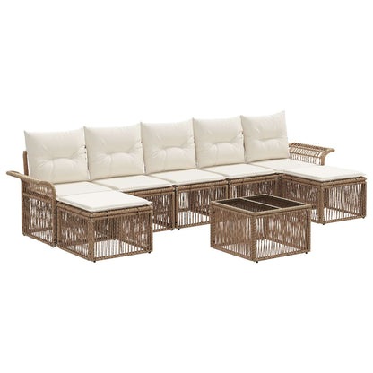 Tuinbankenset 8 pcs Beige poly rattan