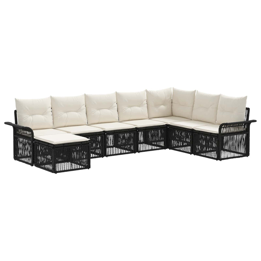 Tuinbankenset 8 pcs Zwart poly rattan