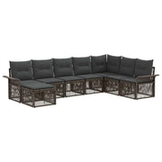 Tuinbankenset 8-delig poly rattan grijs
