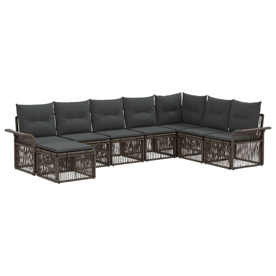 Tuinbankenset 8 pcs Grijs poly rattan
