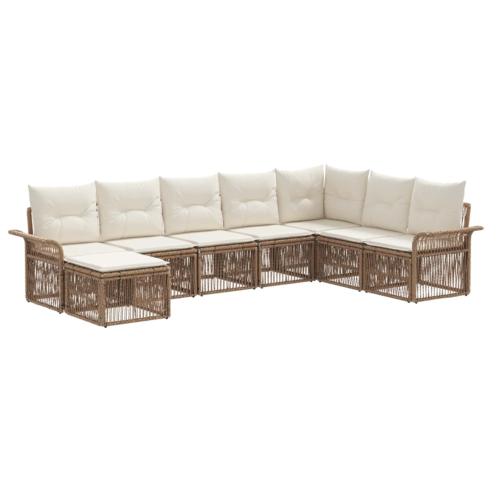 Tuinbankenset 8 pcs Beige poly rattan