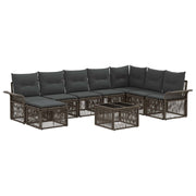 Tuinbankenset poly rattan grijs 8 personen