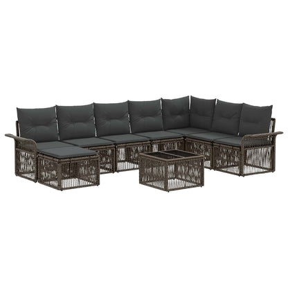 Tuinbankenset 9 pcs Grijs poly rattan