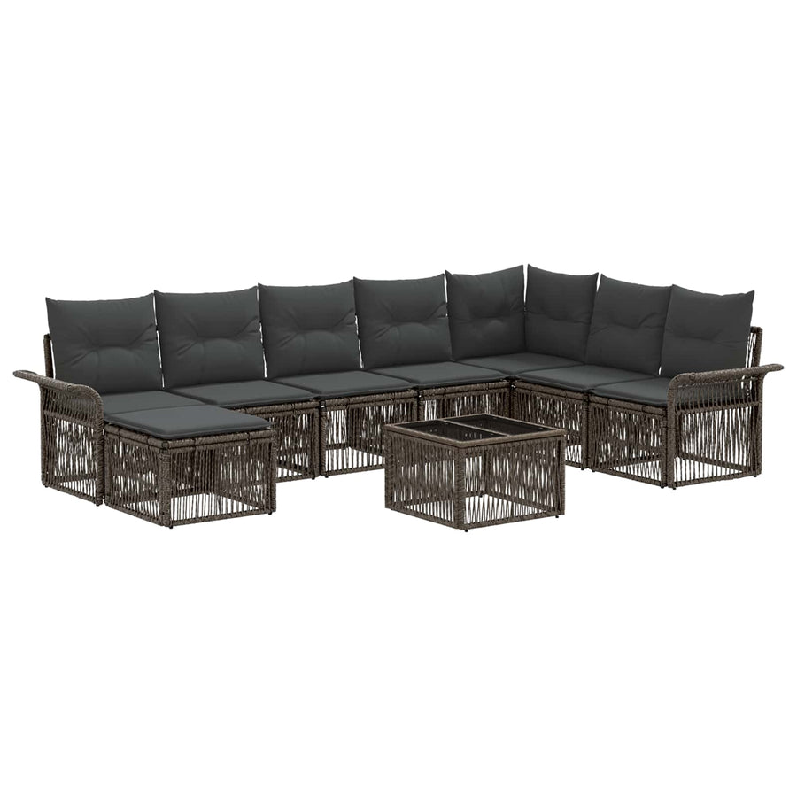 Tuinbankenset 9 pcs Grijs poly rattan