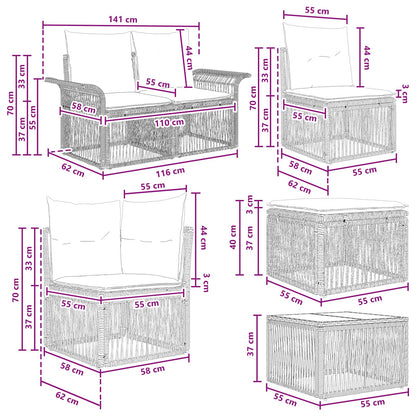 Tuinbankenset 9 pcs Grijs poly rattan