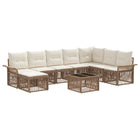 Garden Lounge Set 9 pcs Beige poly rattan