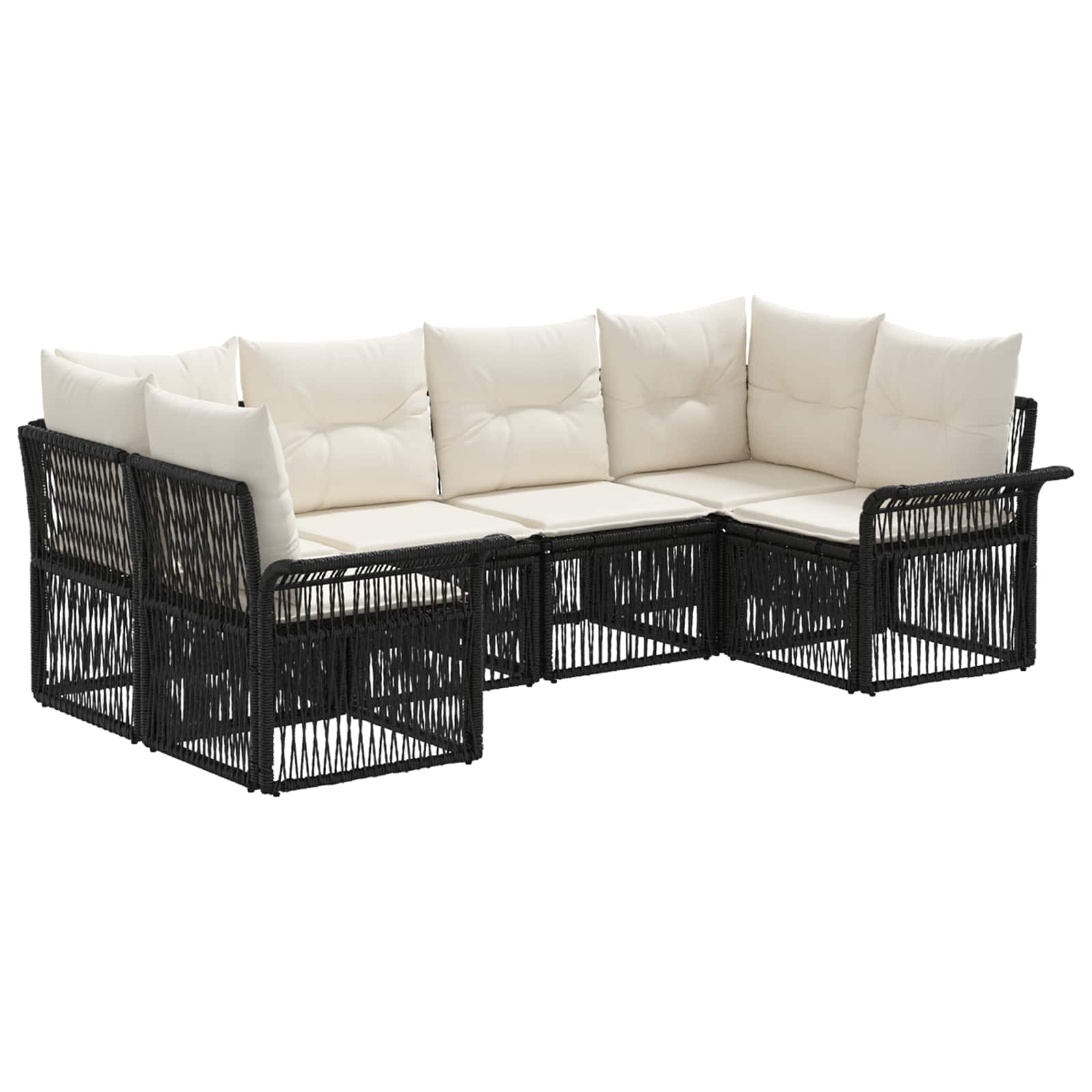 Tuinbankenset 6 st 6-Aantal zitplaatsen Zwart poly rattan