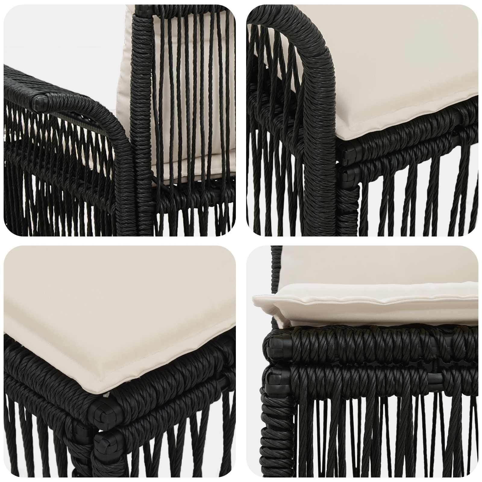 Tuinbankenset 7 st 7-Aantal zitplaatsen Zwart poly rattan