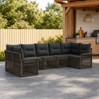 Tuinbankenset 7 st 7-Aantal zitplaatsen Grijs poly rattan