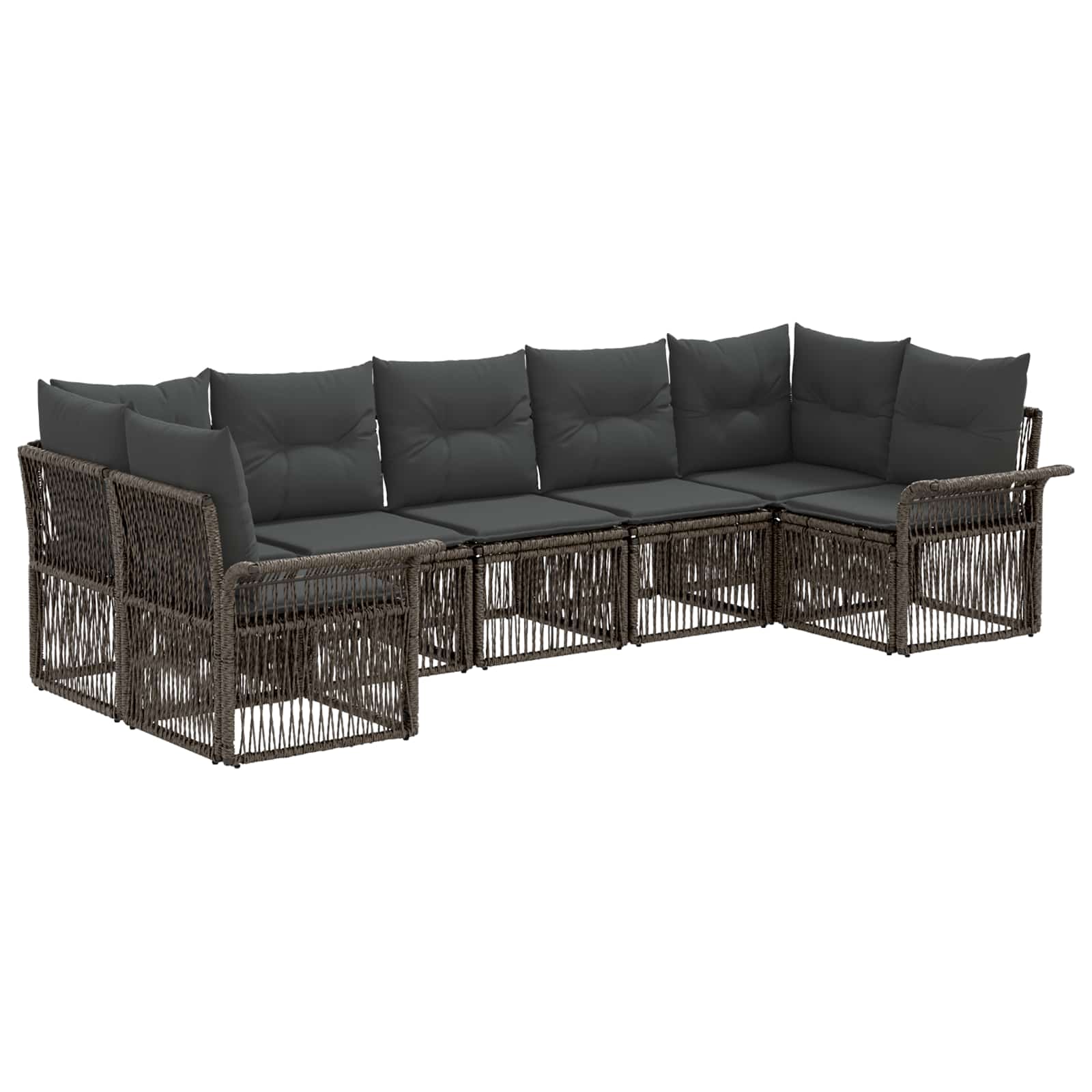 Tuinbankenset 7 st 7-Aantal zitplaatsen Grijs poly rattan