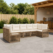 Modulaire tuinbankenset 7-persoons poly rattan beige