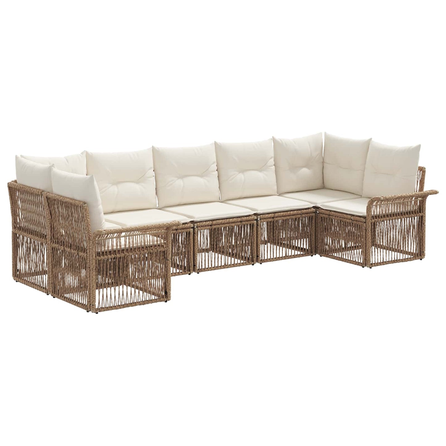 Tuinbankenset 7 st 7-Aantal zitplaatsen Beige poly rattan