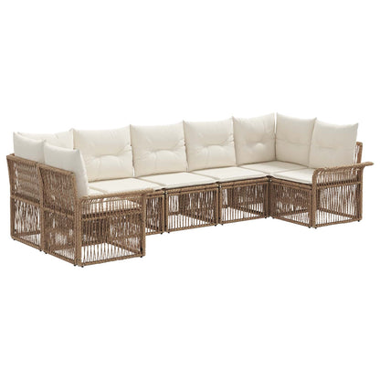 Tuinbankenset 7 st 7-Aantal zitplaatsen Beige poly rattan